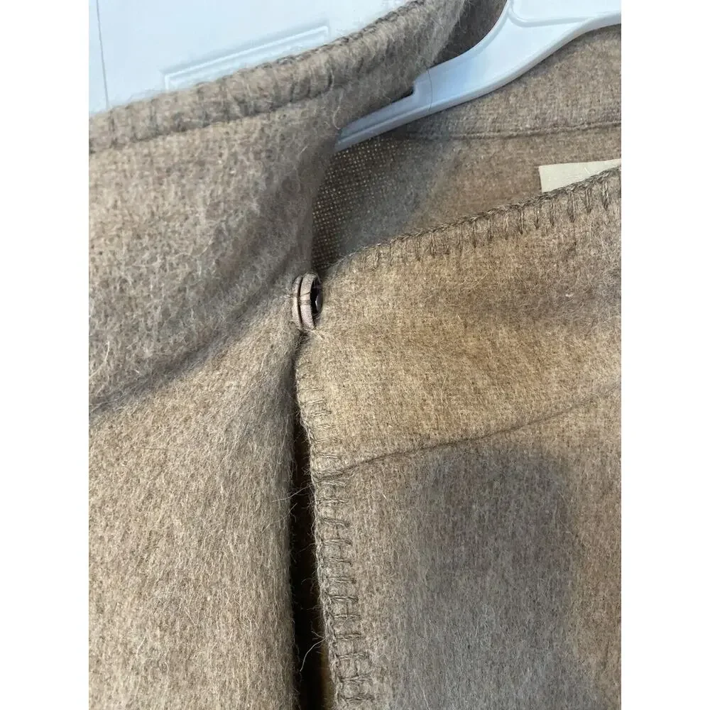 Andean Wool Alpaca Wrap Coat Large Pockets Peru Cowl Neck Cross Body Closure - Picture 6 of 14